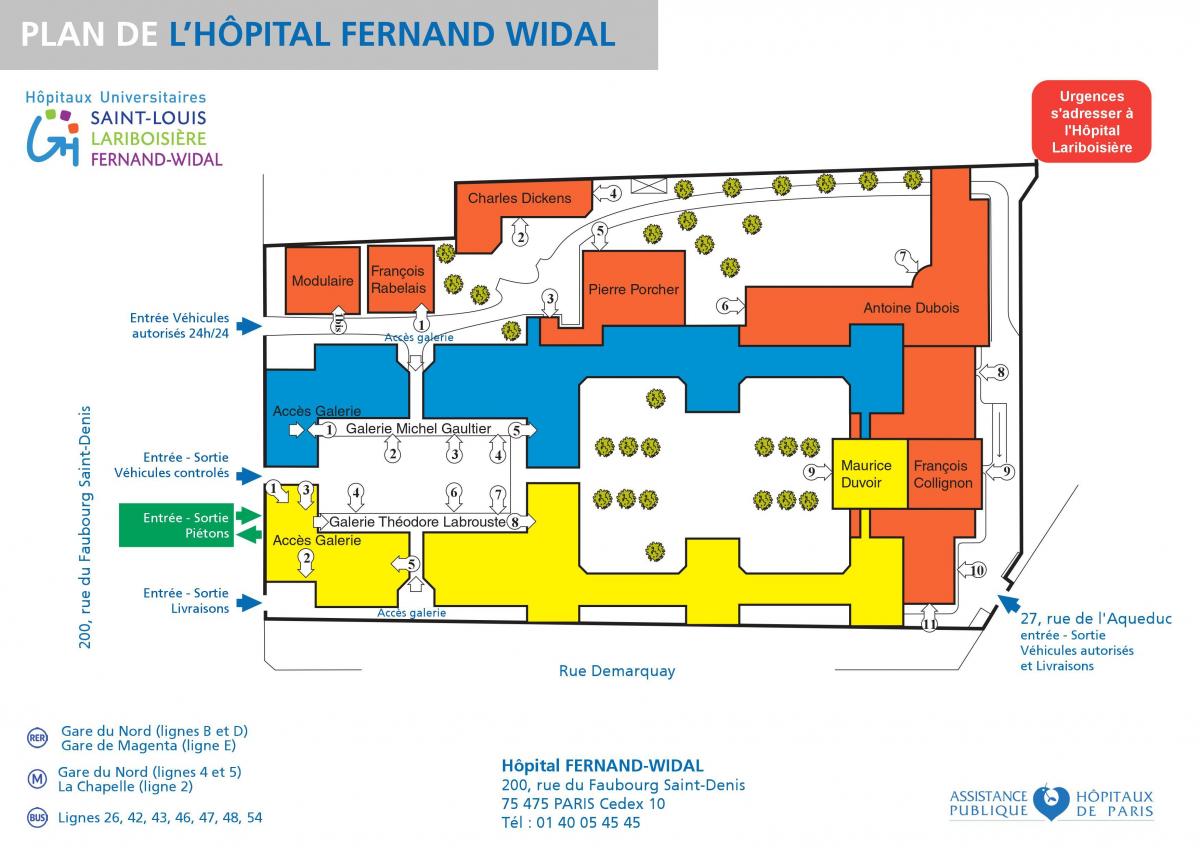 Map of Fernand-Widal hospital