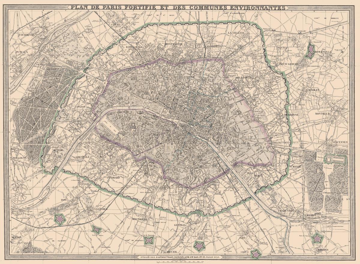 Map of Paris 1850