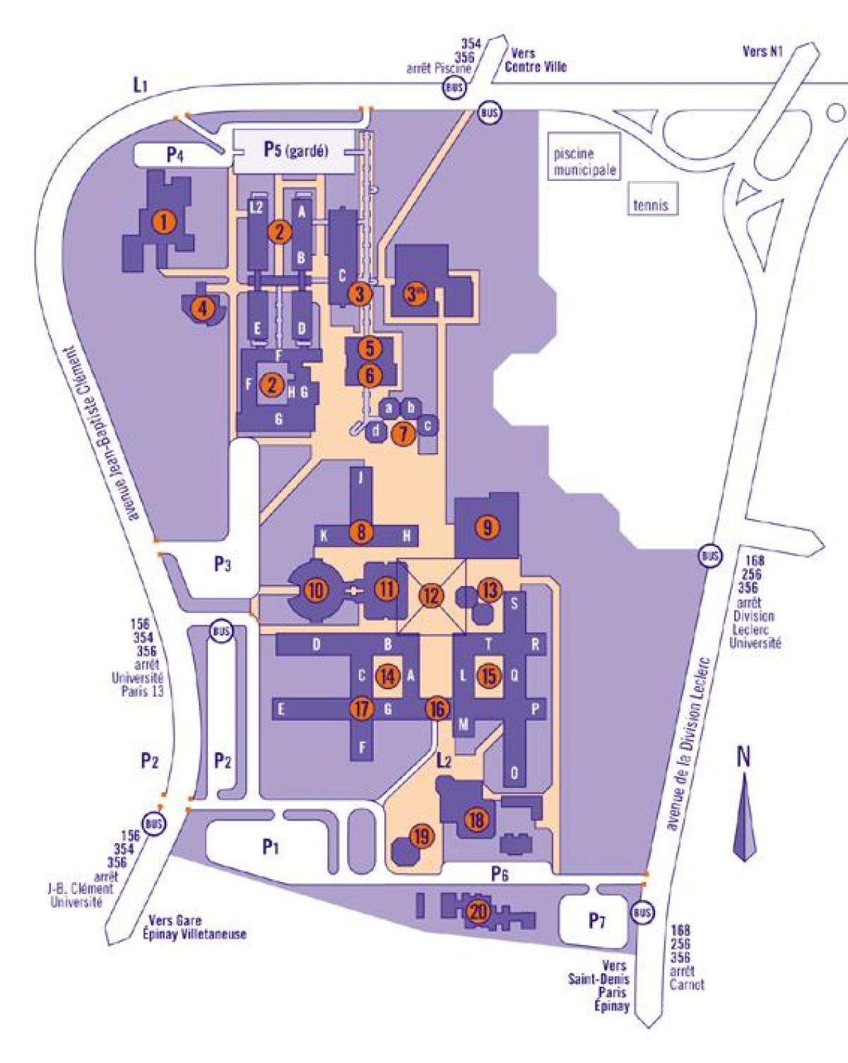 Map of University Paris 13th