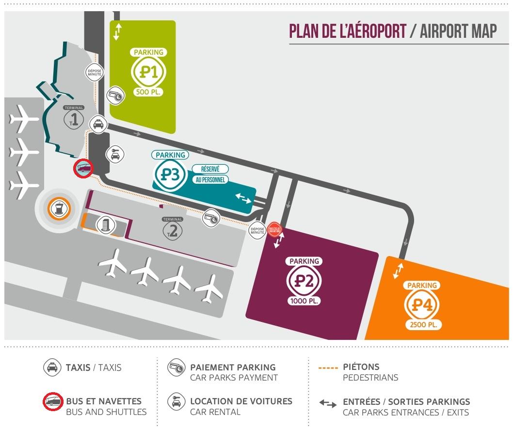 Beauvais airport parking map - Map of Beauvais airport parking (France)