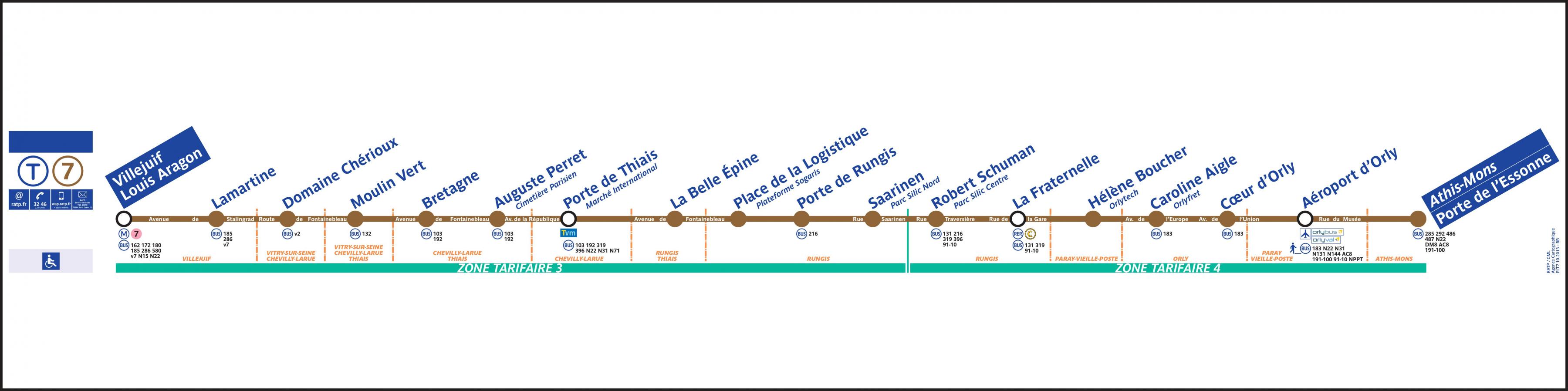 Paris Tramway T7 map - Map of Paris Tramway T7 (France)