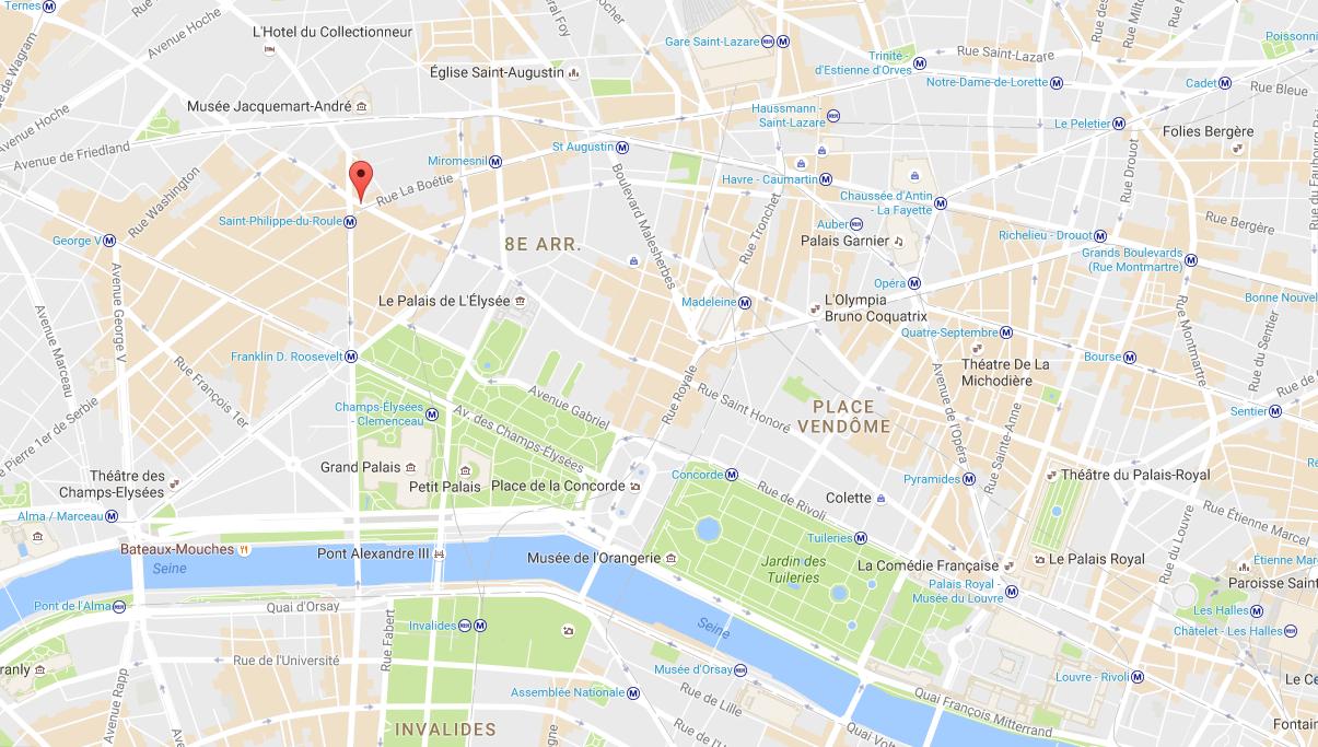 Rue St Honore Paris Map The Rue Du Faubourg-Saint-Honoré Map - Map Of The Rue Du Faubourg-Saint- Honoré (France)