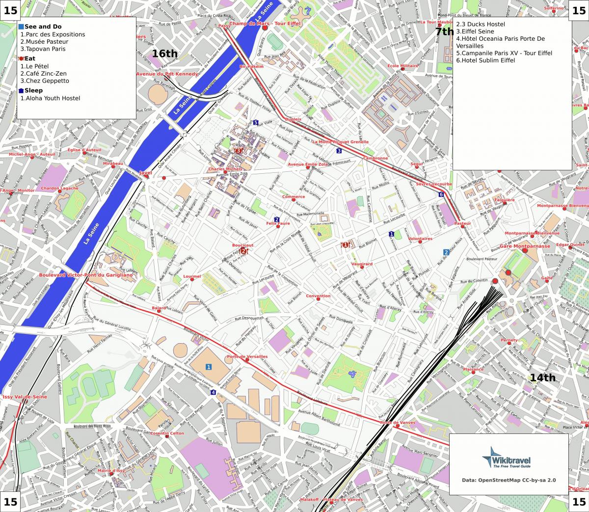 Map of 15th arrondissement of Paris