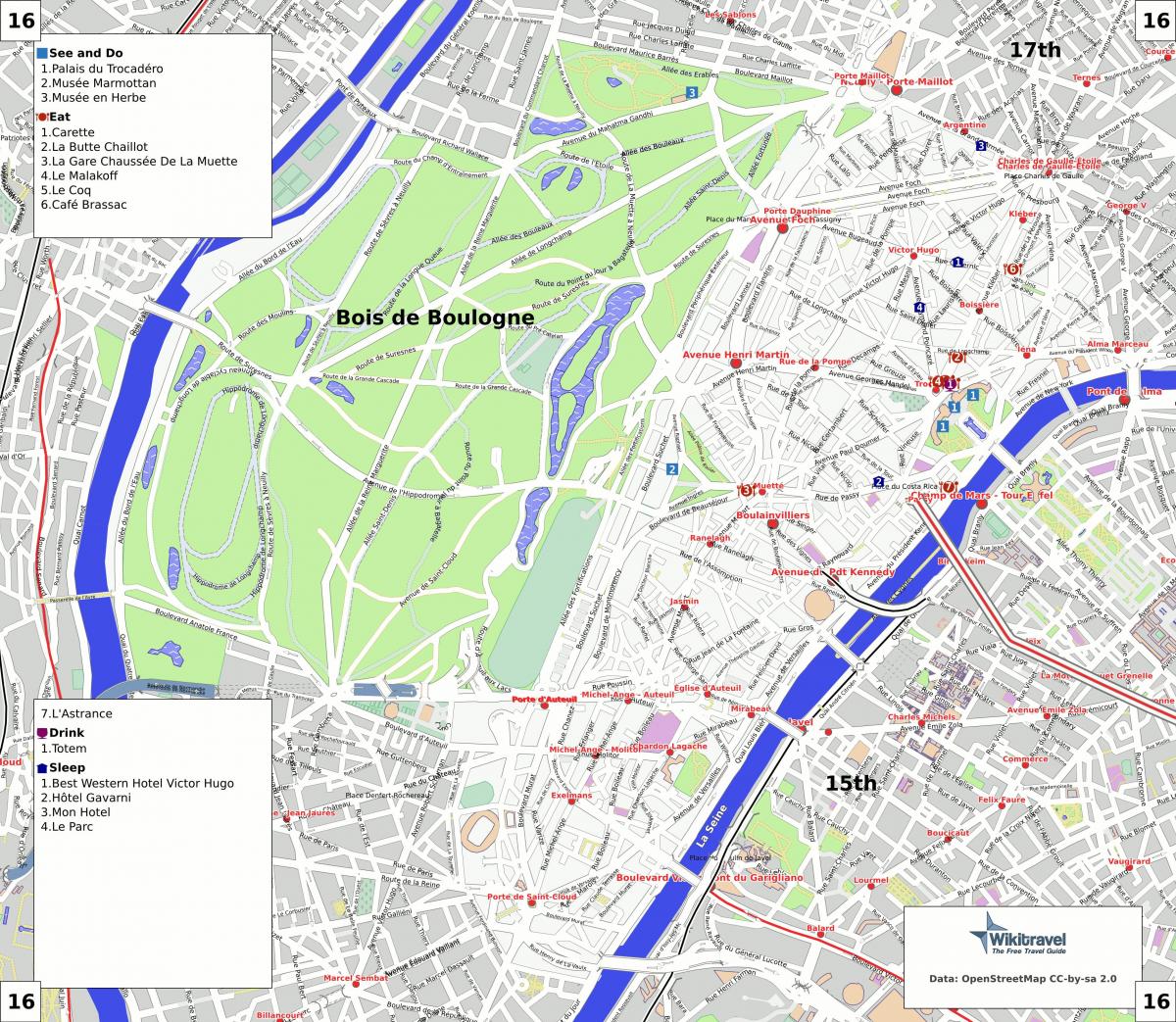Map of 16th arrondissement of Paris