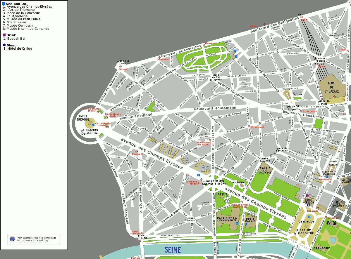 Map of 8th arrondissement of Paris