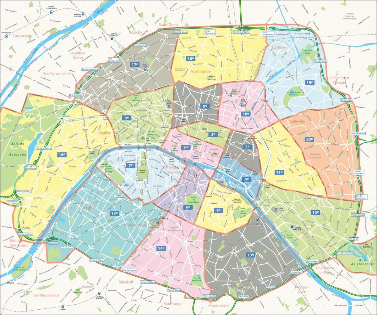 Map of arrondissements of Paris