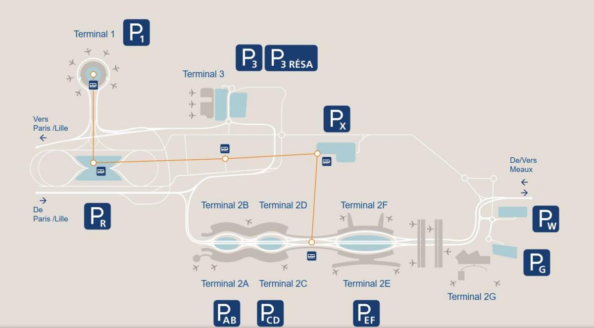 Map of CDG airport parking