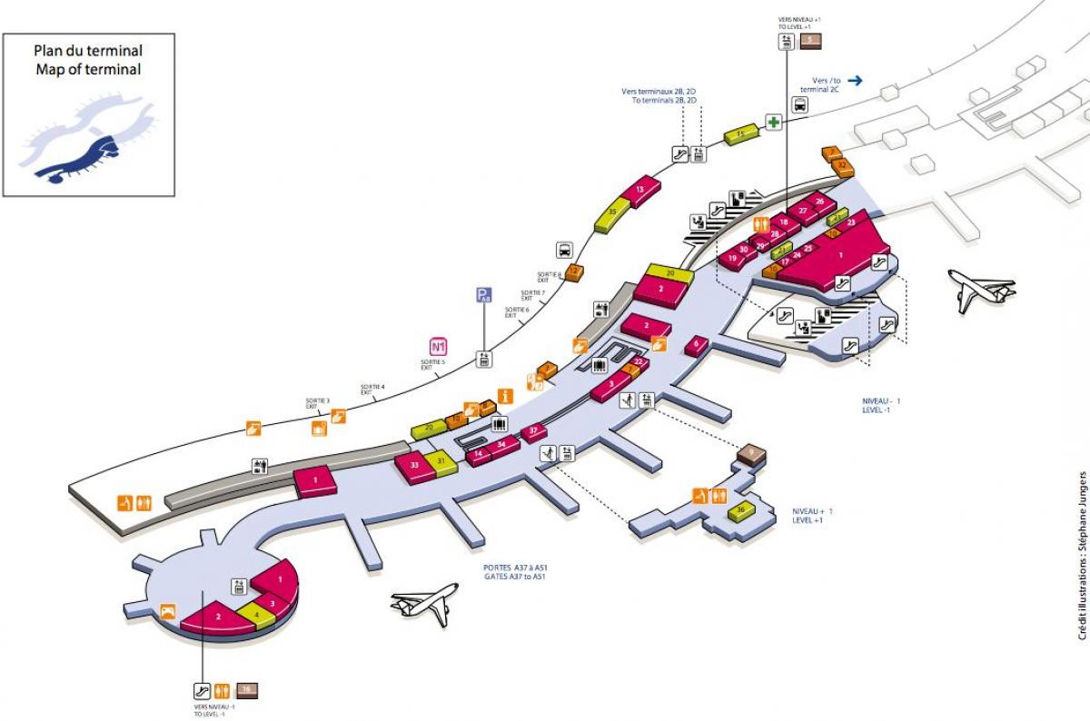 Map of CDG airport terminal 2A
