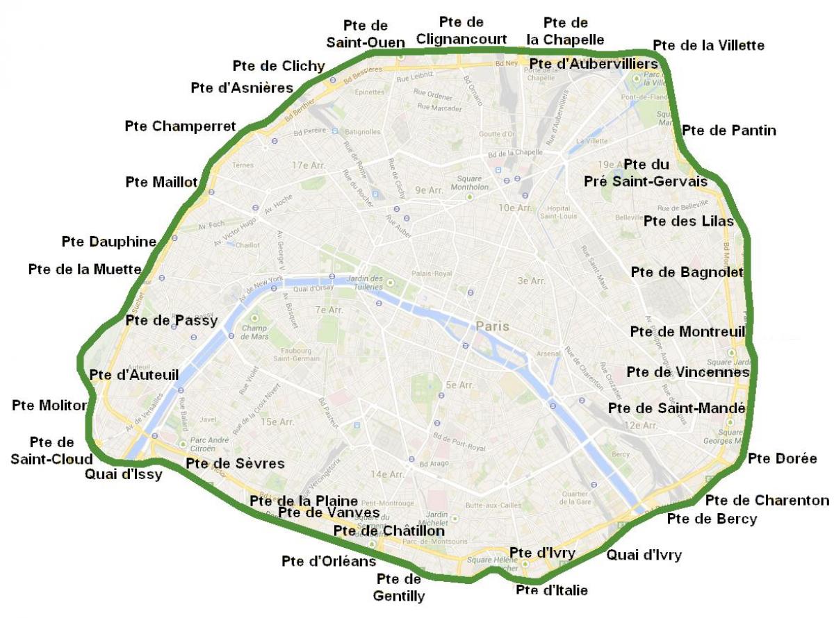 Map of City gates of Paris
