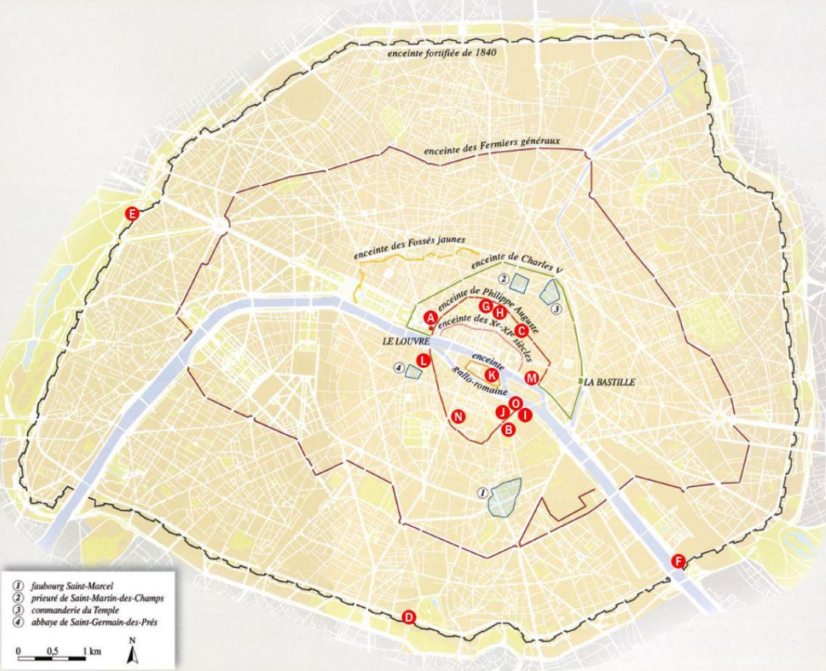 Map of City walls of Paris