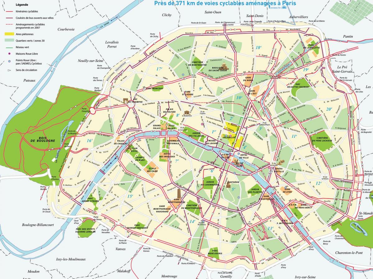 Map of cycle paths