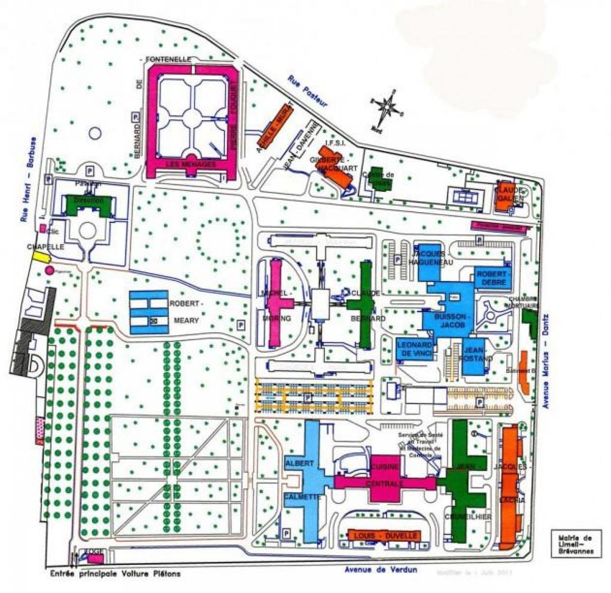 Map of Emile-Roux hospital