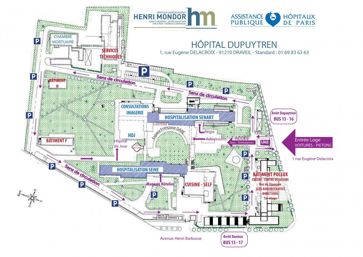 Map of Joffre-Dupuytren hospital