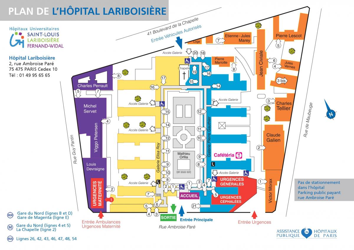 Map of Lariboisiere hospital