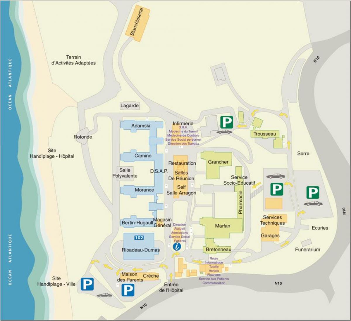 Map of Marin de Hendaye hospital