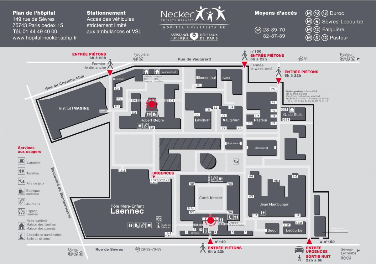 Map of Necker hospital