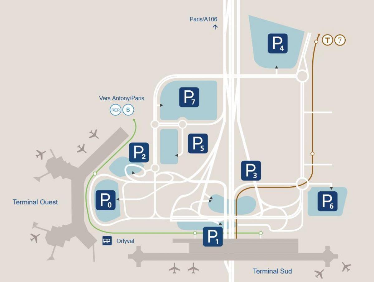 Map of Orly airport parking