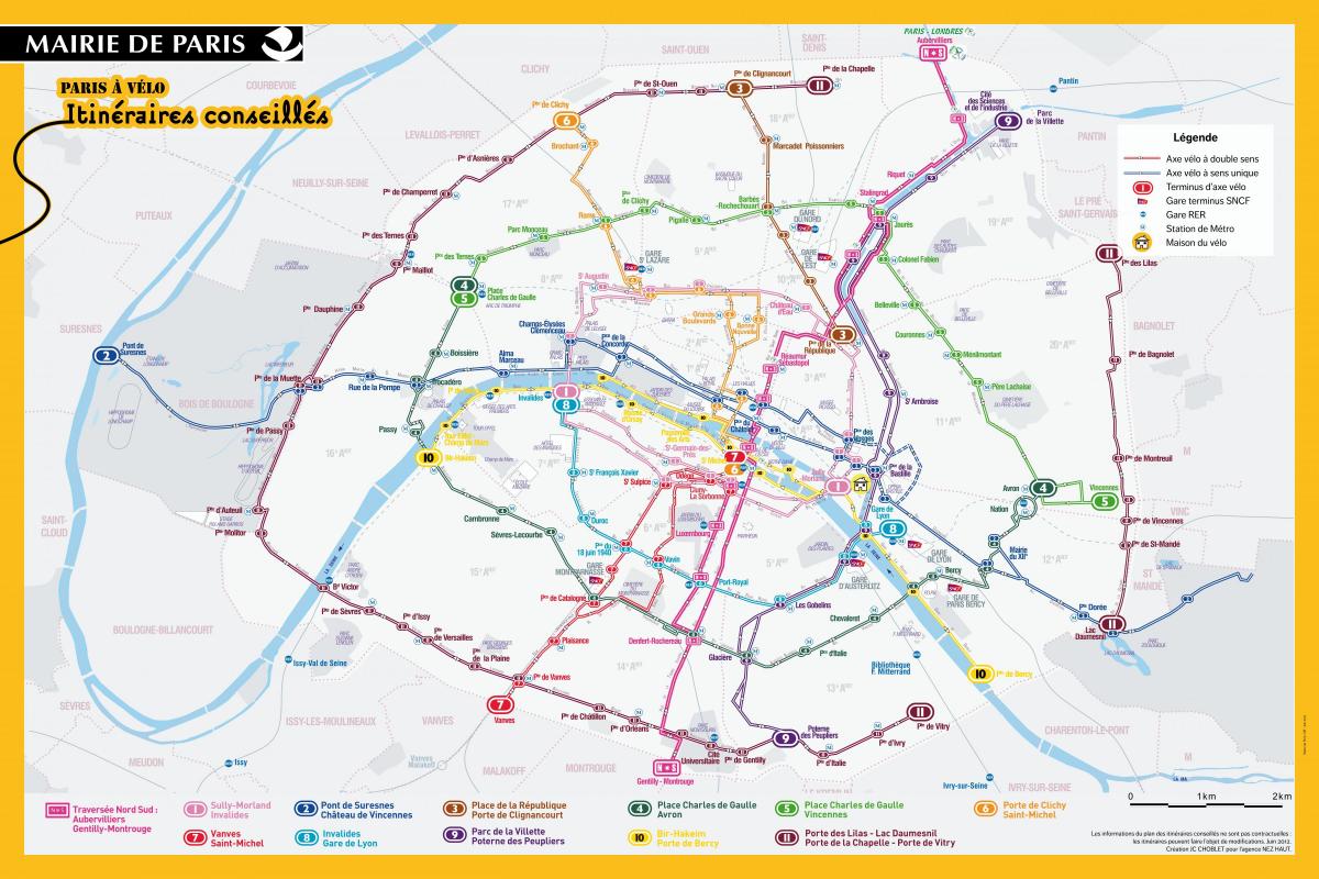 Map of Paris bike ride