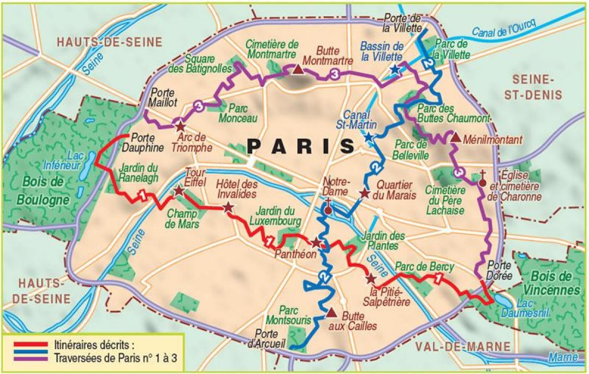 Map of Paris hiking