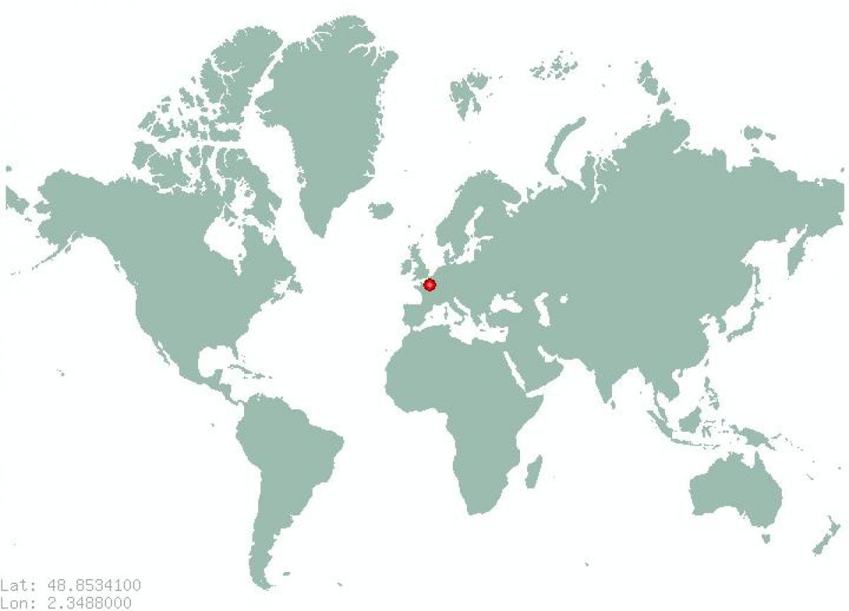 Map of paris on the World map