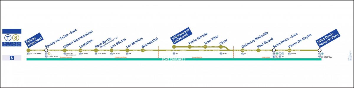 Map of Paris Tramway T8