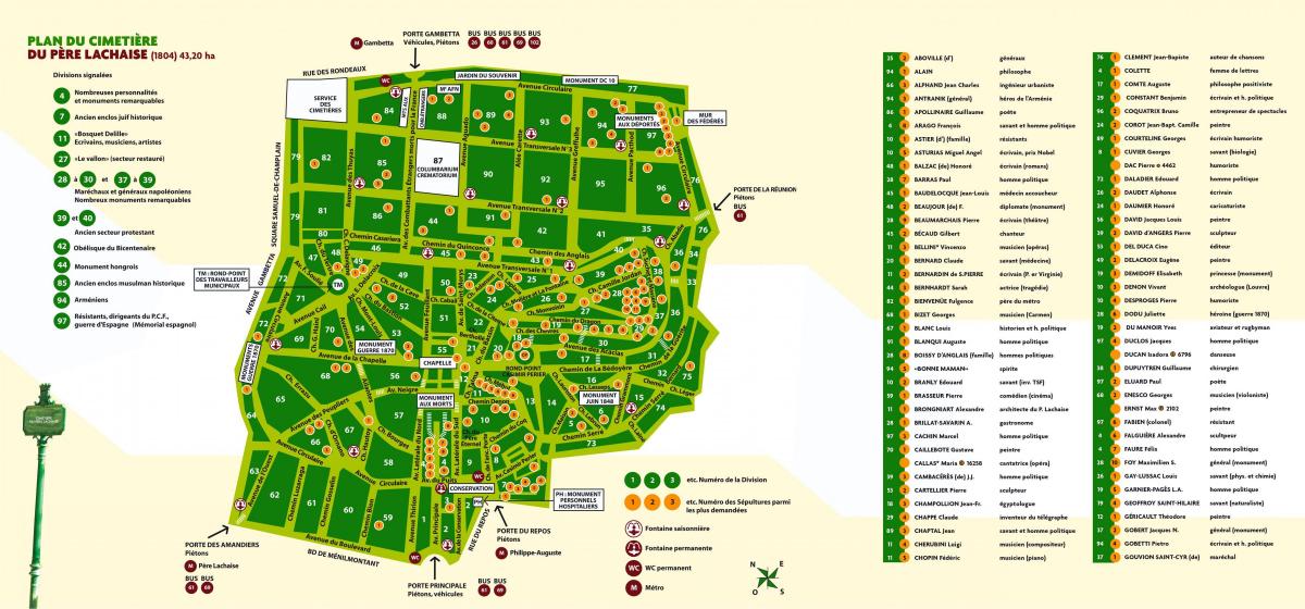 Map of Père-Lachaise Cemetery