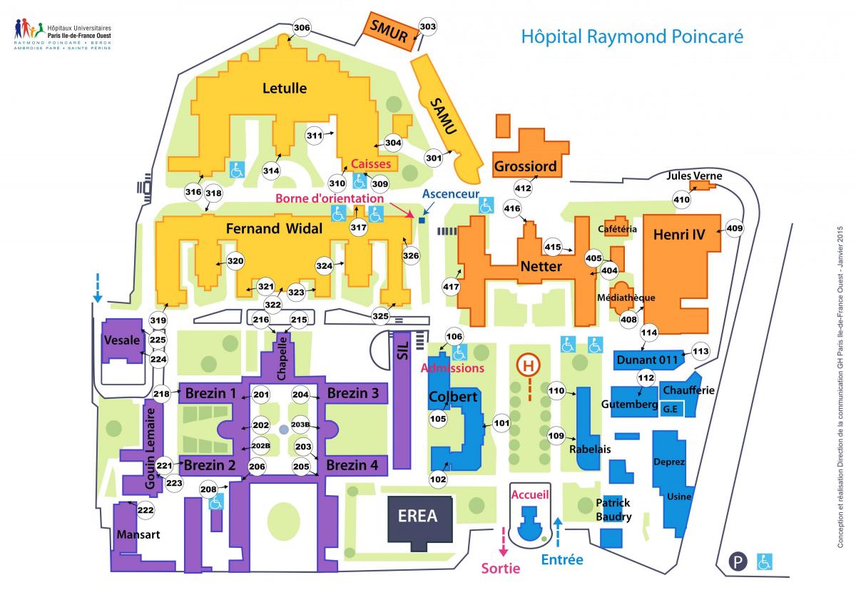 Map of Raymond-Poincaré hospital
