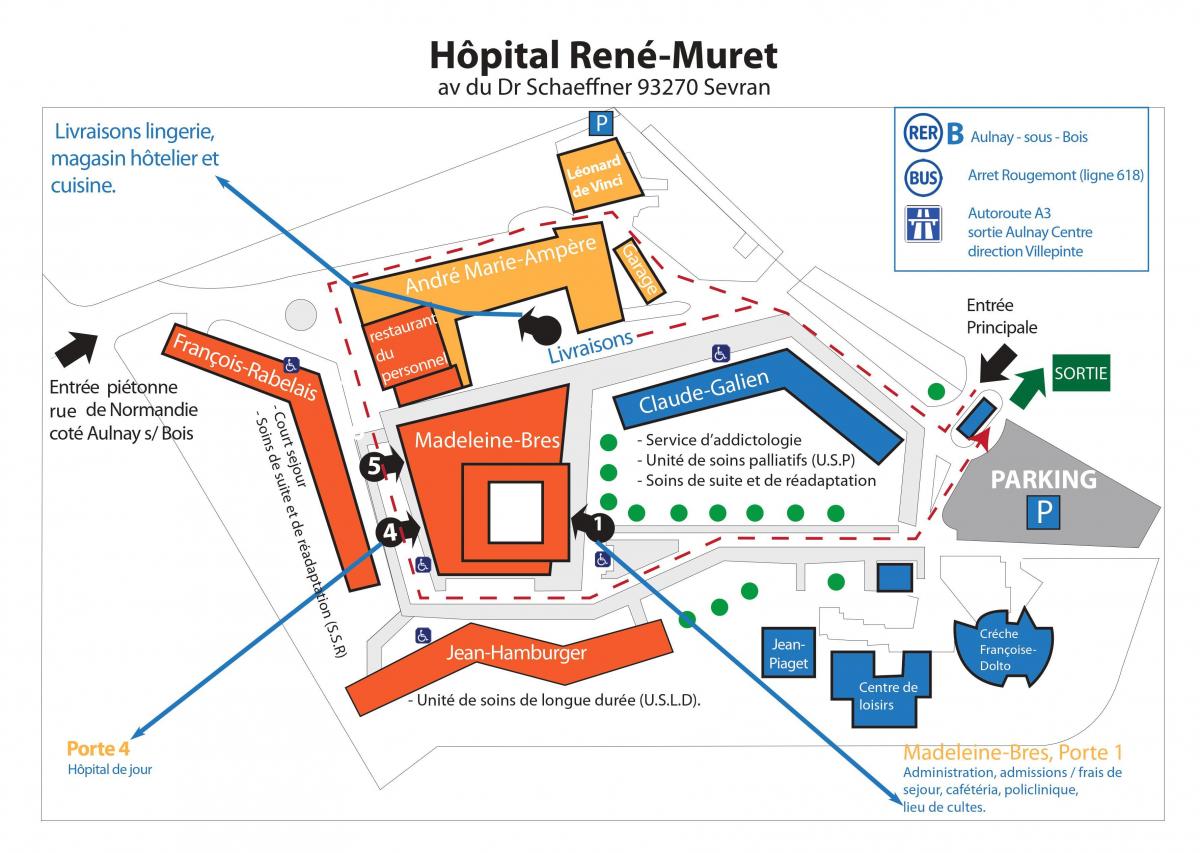 Map of René-Muret hospital