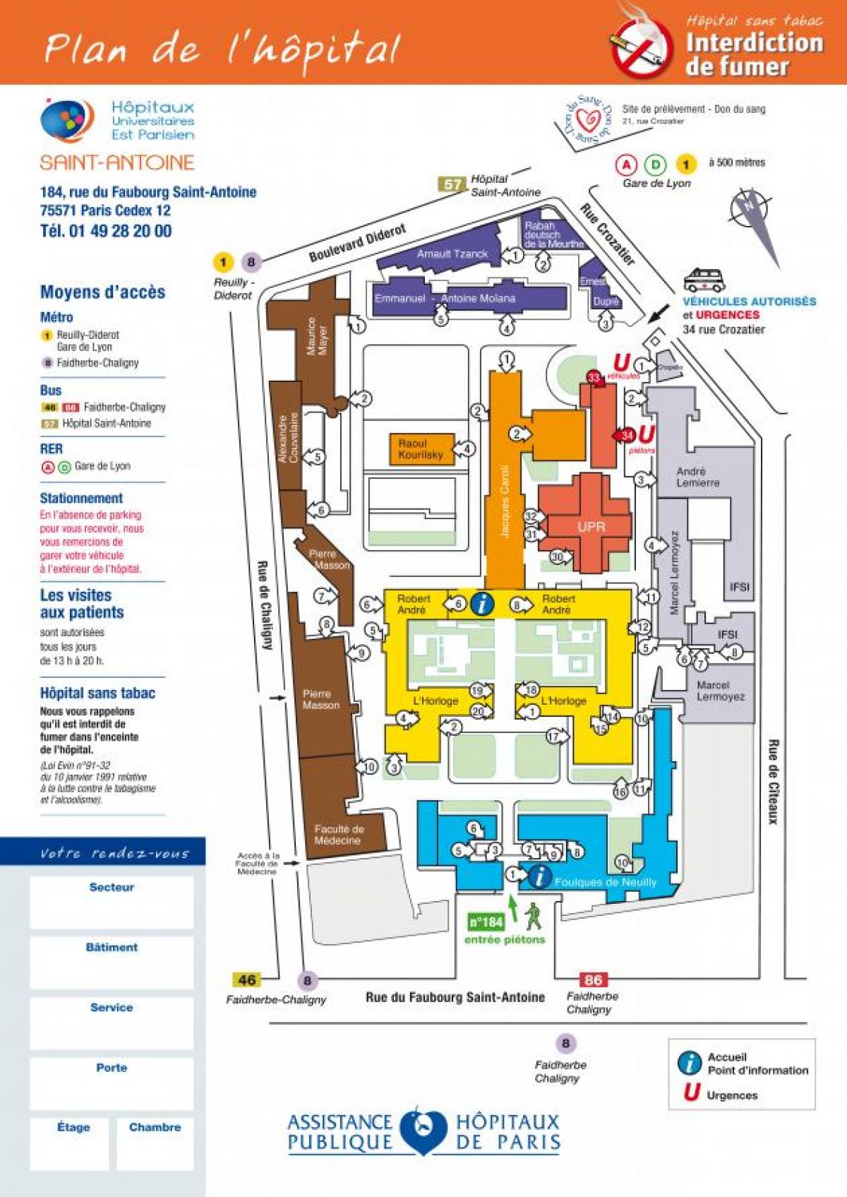 Map of Saint-Antoine hospital