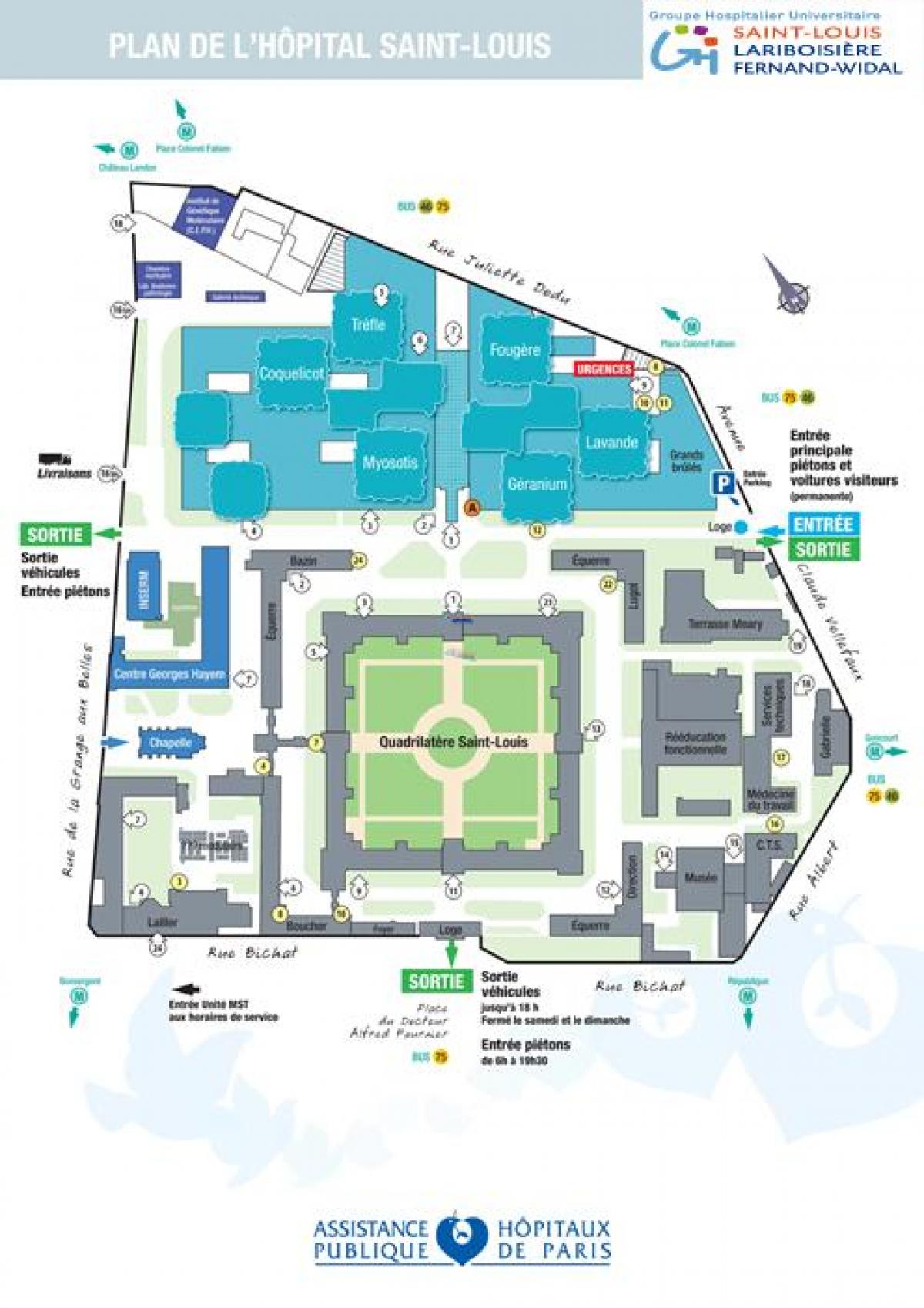 Map of Saint-Louis hospital