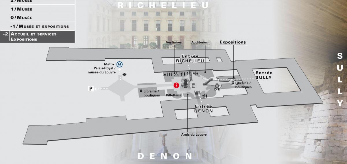 Map of The Louvre Museum Level -2