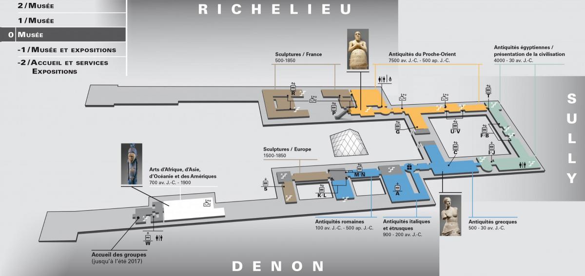 Map of The Louvre Museum Level 0
