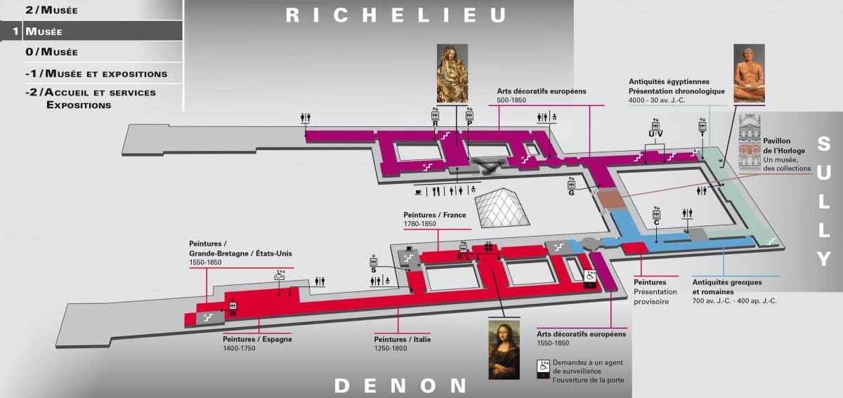 Map of The Louvre Museum Level 1