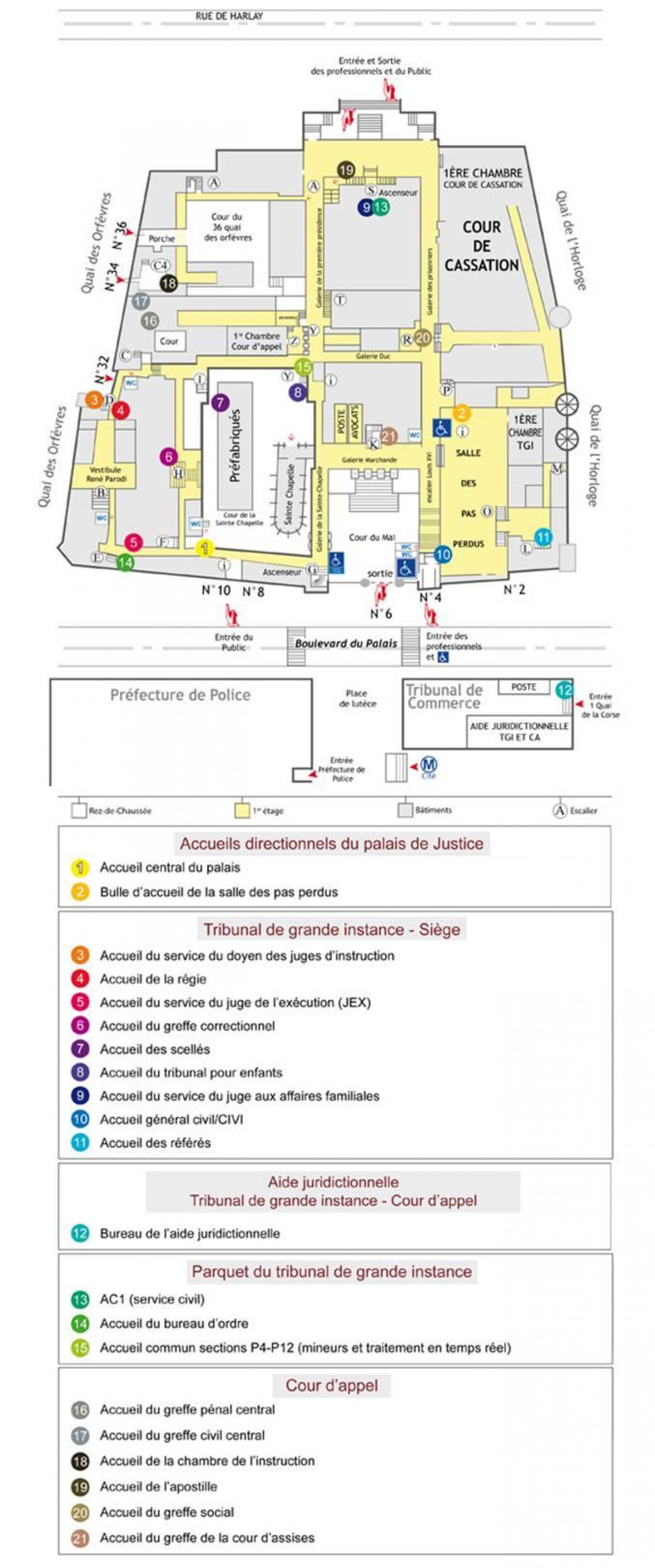 Map of The Palais de Justice Paris