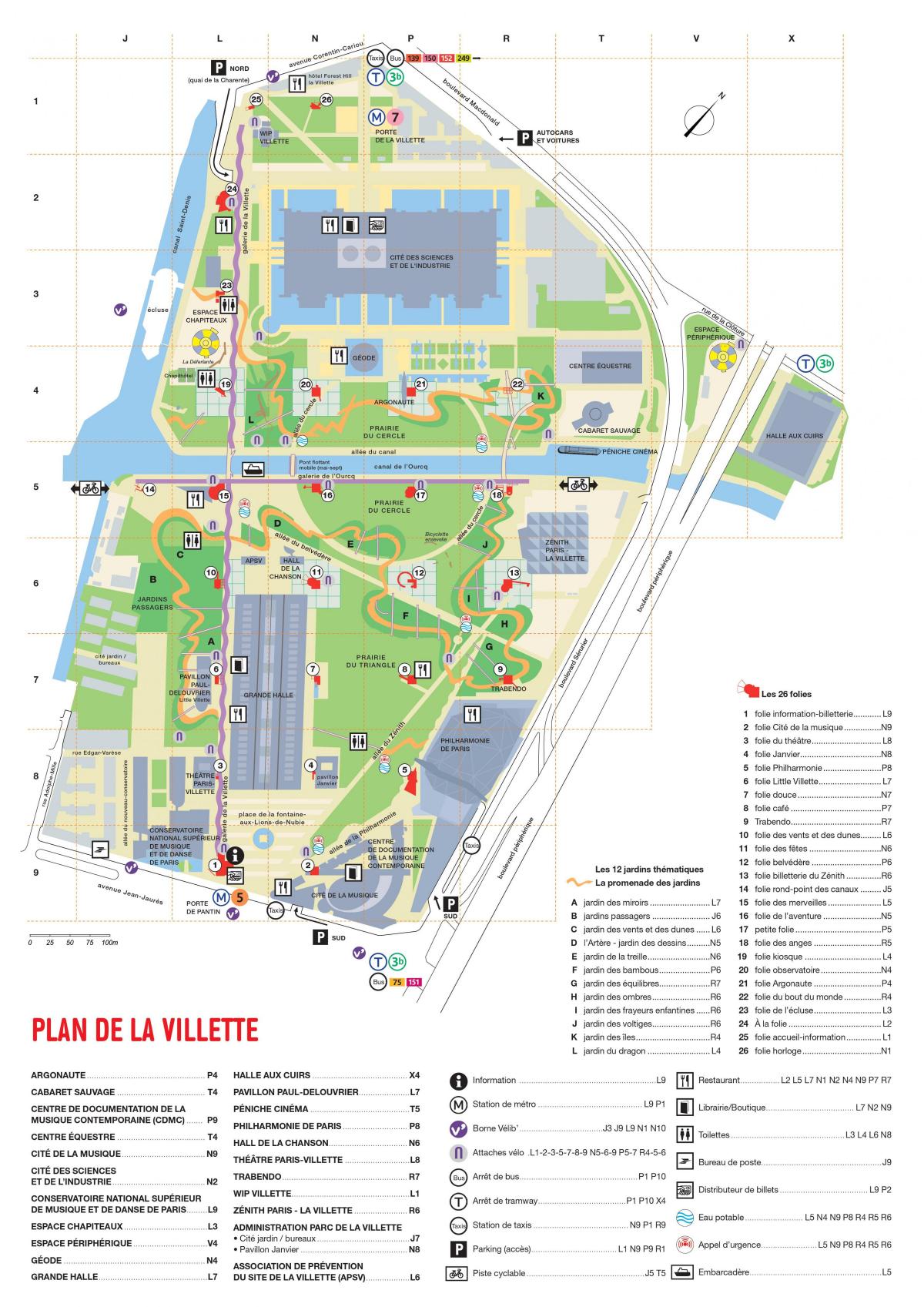 Map of The Parc de la Villette