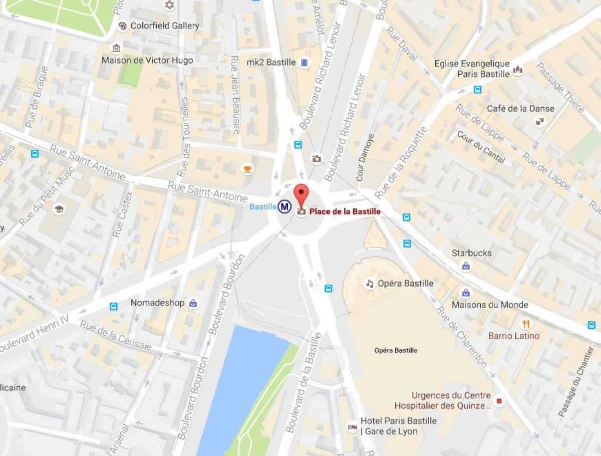 Map of The Place de la Bastille