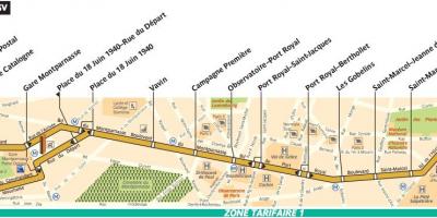 Map of bus Paris line 91