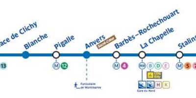 Map of Paris subway line 2