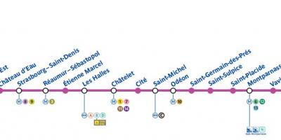Map of Paris subway line 4