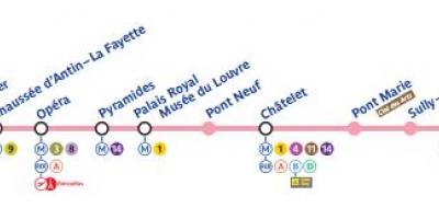 Map of Paris subway line 7