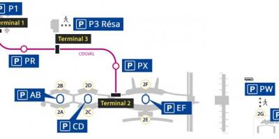 Map of Roissy airport parking